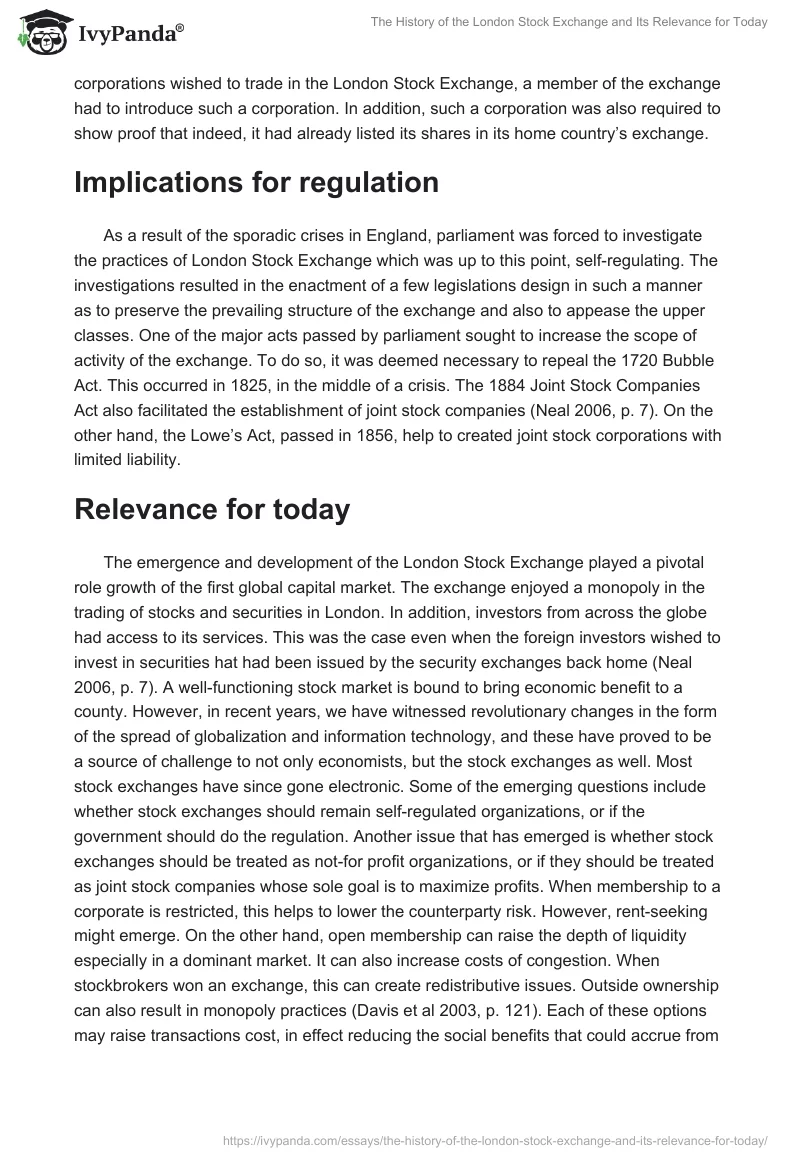 The History of the London Stock Exchange and Its Relevance for Today. Page 3