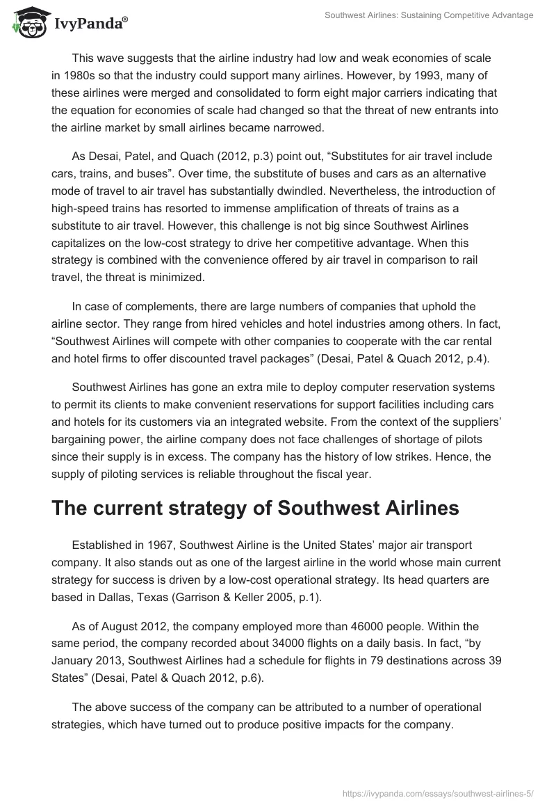 Southwest Airlines: Sustaining Competitive Advantage. Page 2