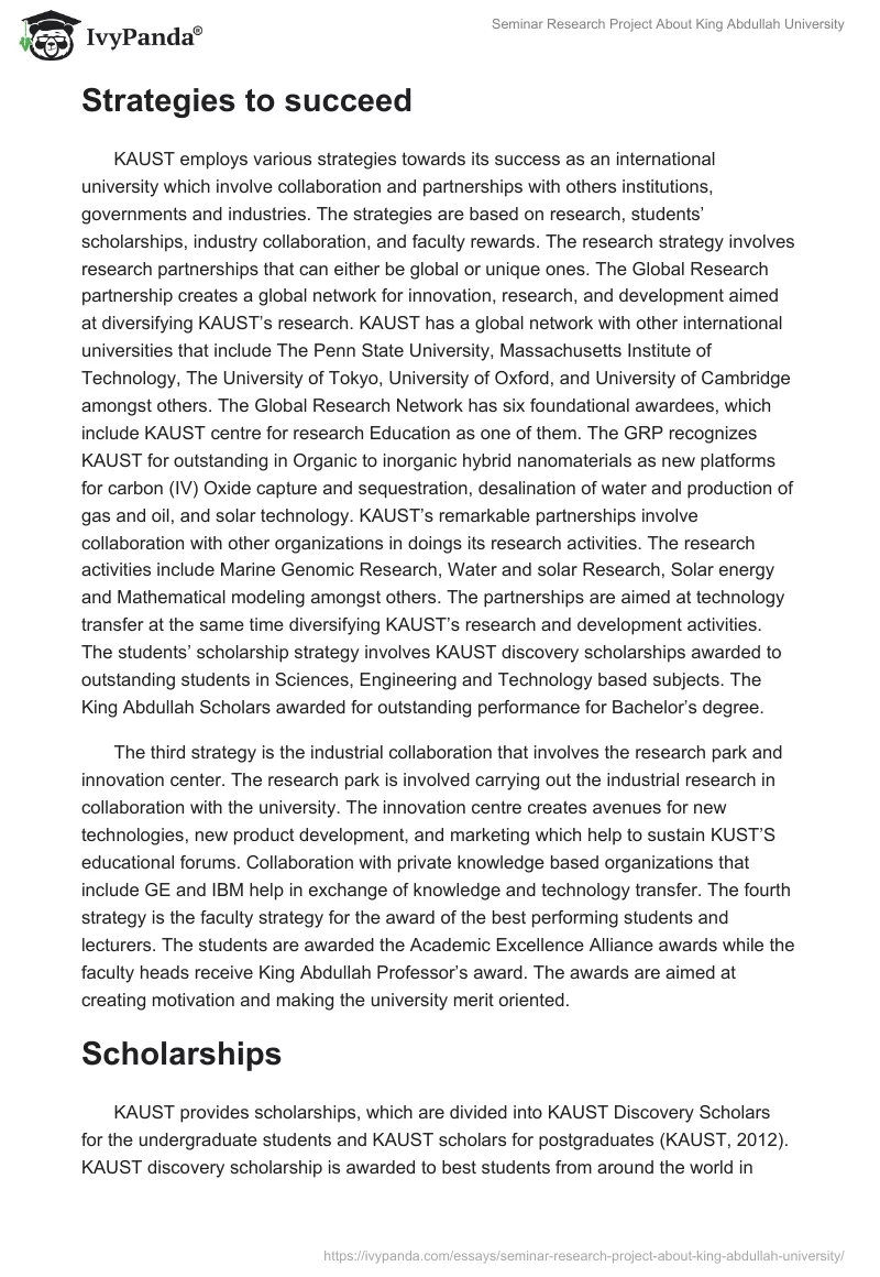 Seminar Research Project About King Abdullah University. Page 4