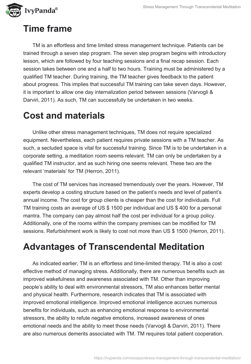 Stress Management Through Transcendental Meditation. Page 2