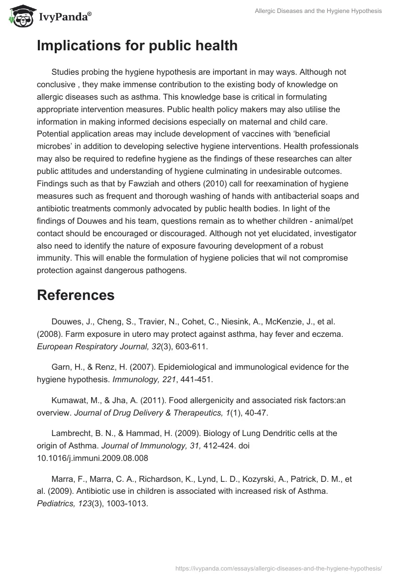 Allergic Diseases and the Hygiene Hypothesis. Page 4