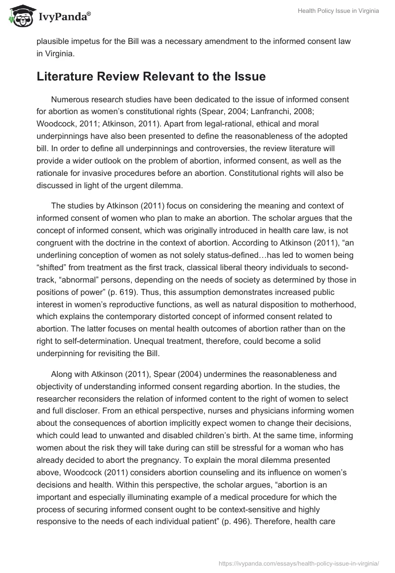 Health Policy Issue in Virginia. Page 3