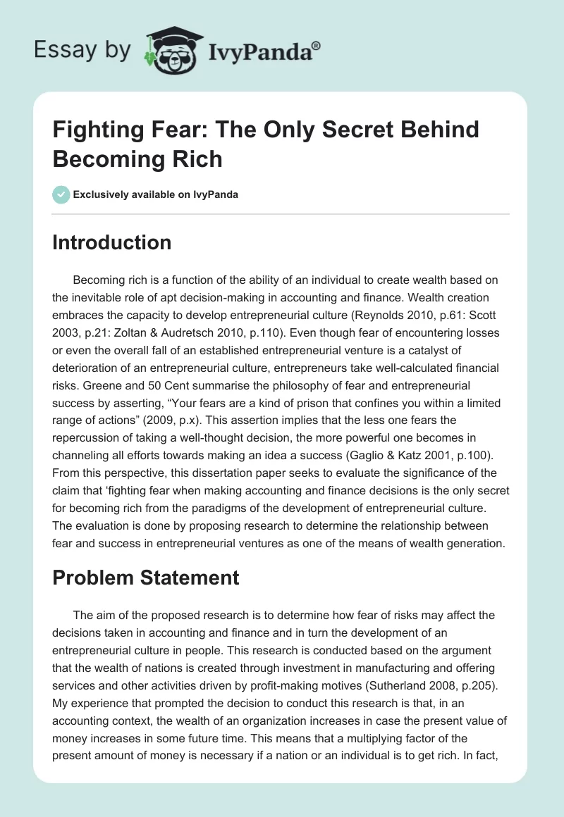 Fighting Fear: The Only Secret Behind Becoming Rich. Page 1