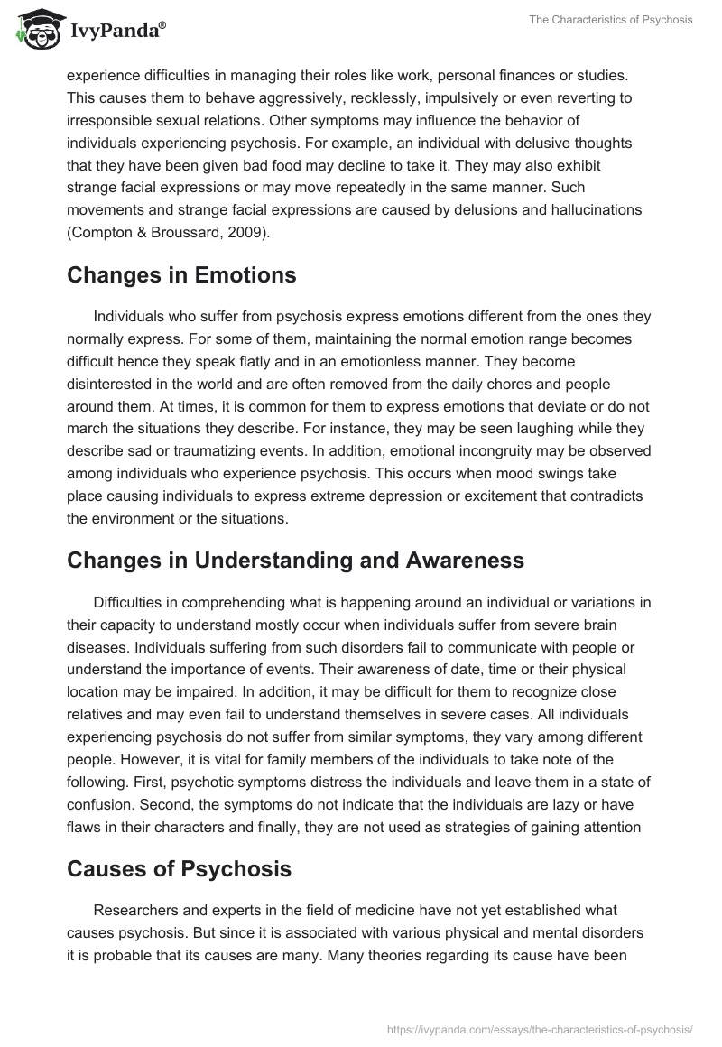 The Characteristics of Psychosis. Page 2
