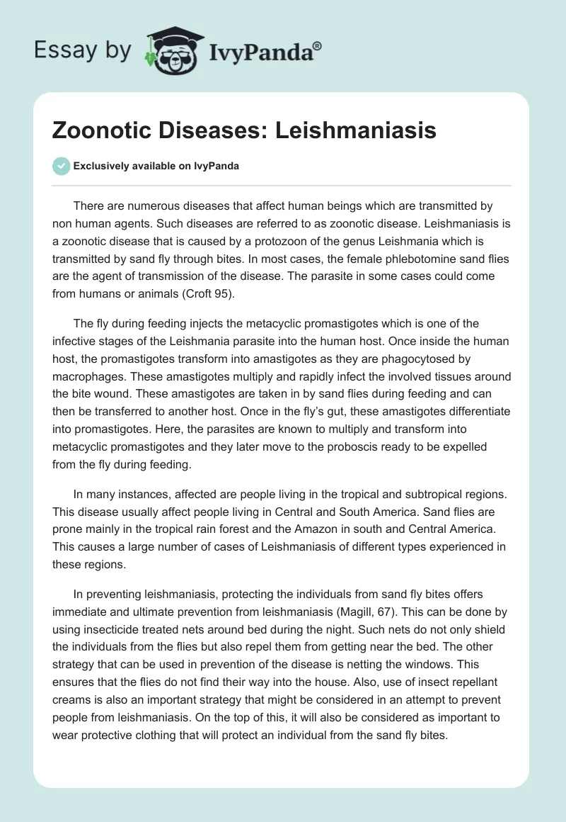 Zoonotic Diseases: Leishmaniasis. Page 1
