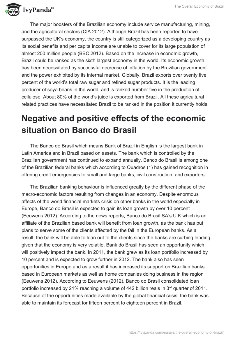The Overall Economy of Brazil. Page 3