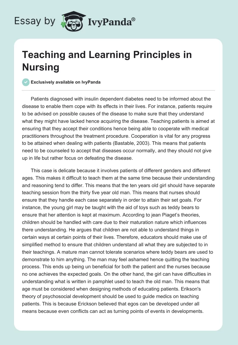 Teaching and Learning Principles in Nursing. Page 1