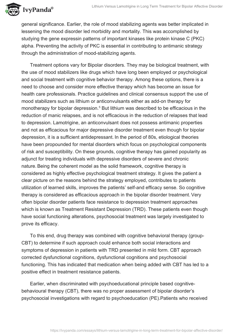 Lithium Versus Lamotrigine in Long Term Treatment for Bipolar Affective Disorder. Page 2