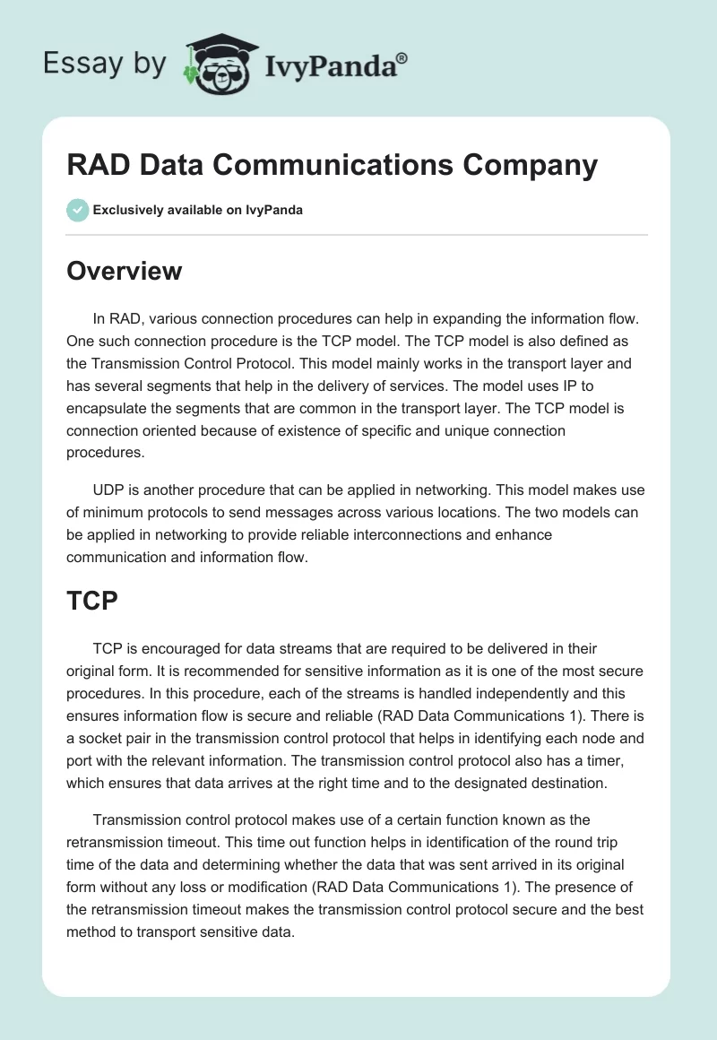 RAD Data Communications Company. Page 1