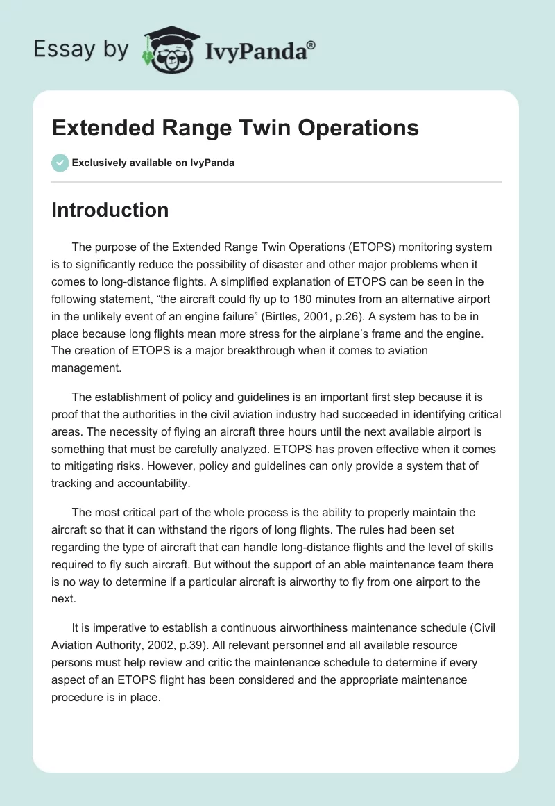 Extended Range Twin Operations. Page 1