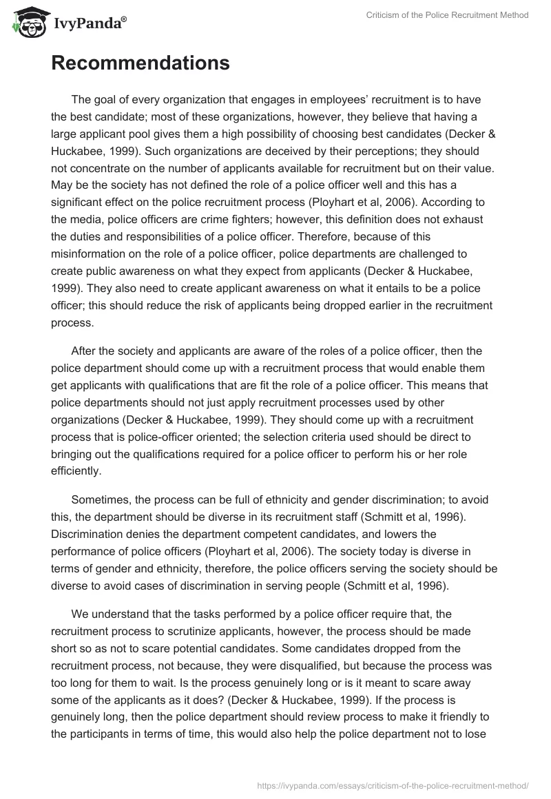 Criticism of the Police Recruitment Method. Page 5