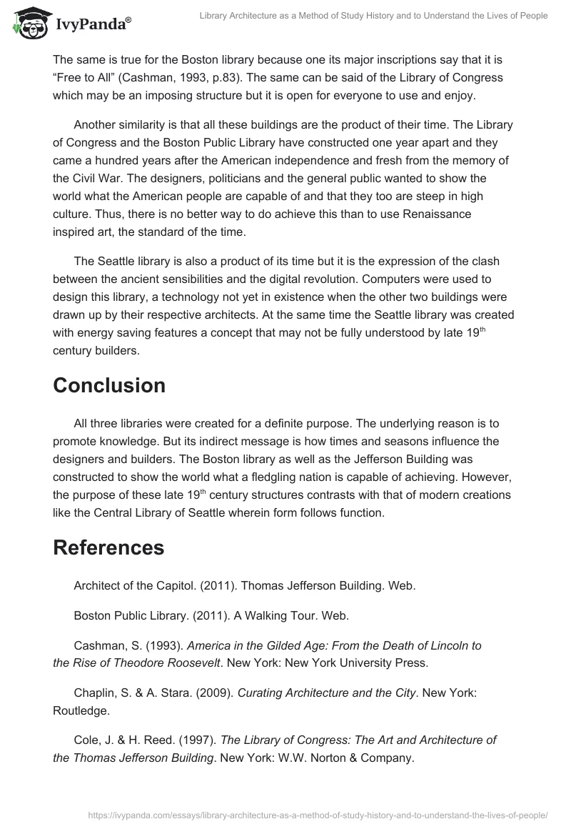 Library Architecture as a Method of Study History and to Understand the Lives of People. Page 5