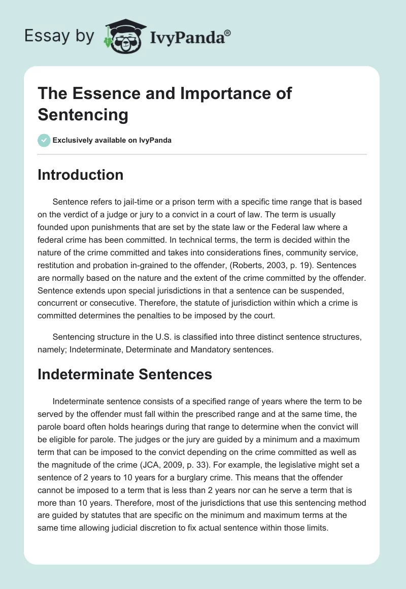 The Essence and Importance of Sentencing. Page 1
