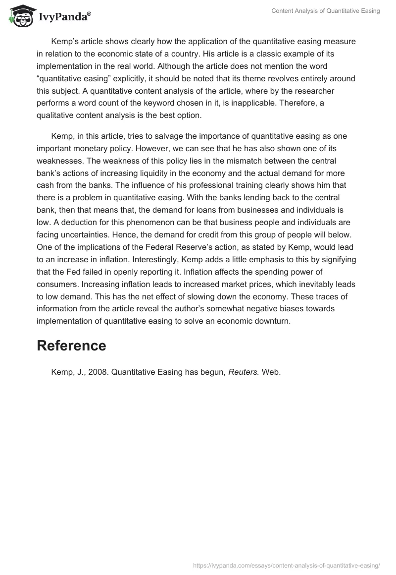 Content Analysis of Quantitative Easing. Page 3