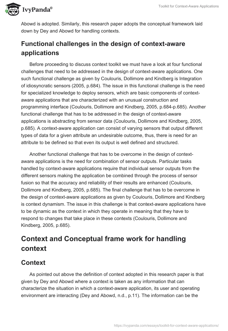 Toolkit for Context-Aware Applications. Page 2