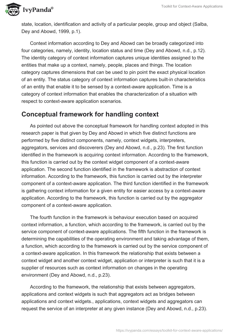 Toolkit for Context-Aware Applications. Page 3