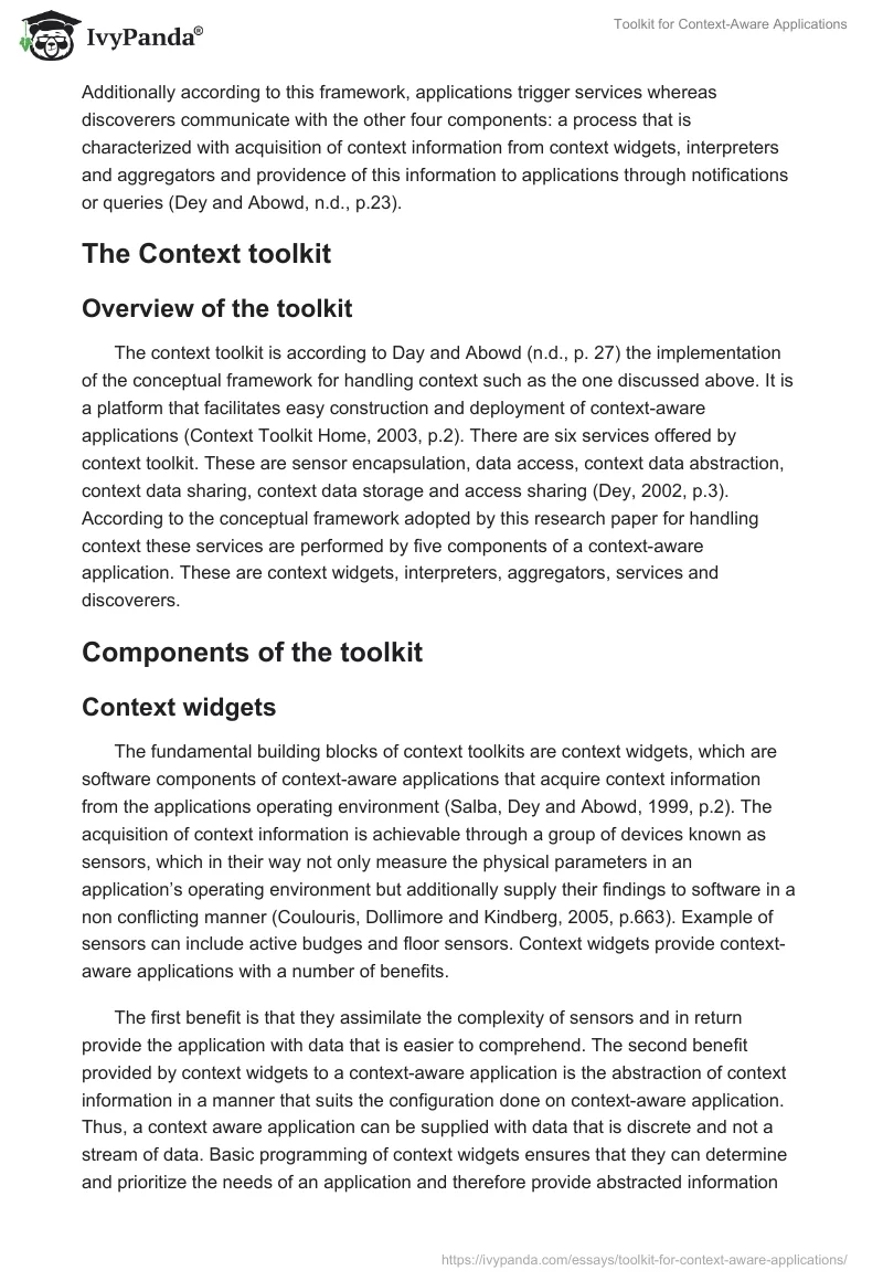 Toolkit for Context-Aware Applications. Page 4