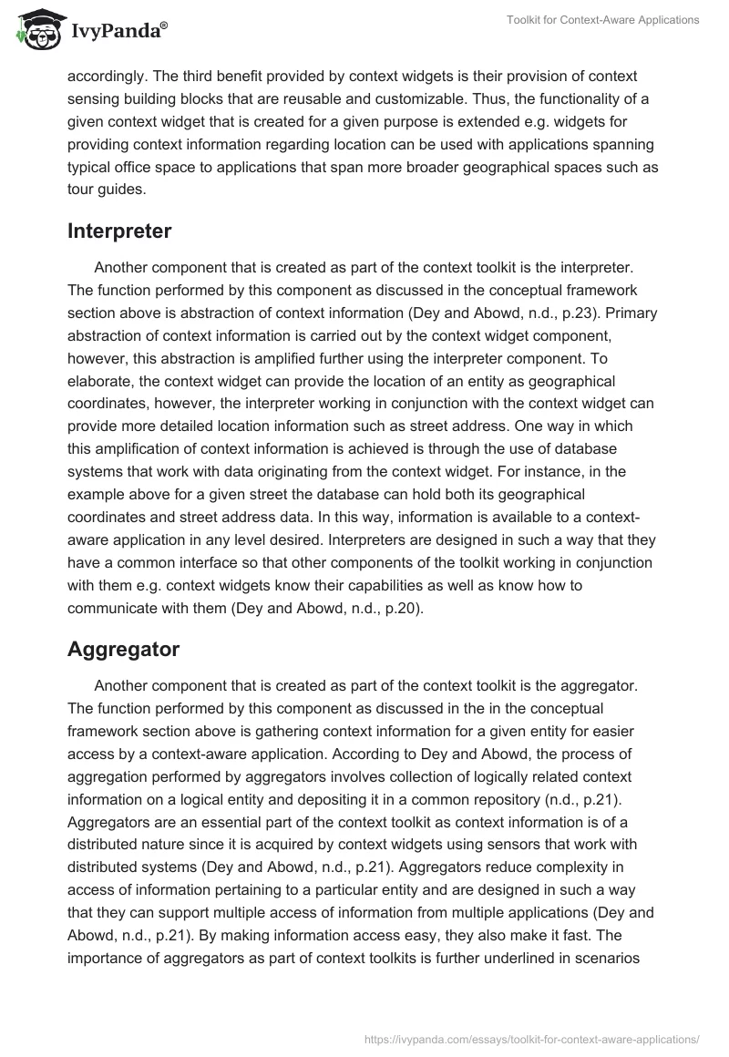 Toolkit for Context-Aware Applications. Page 5