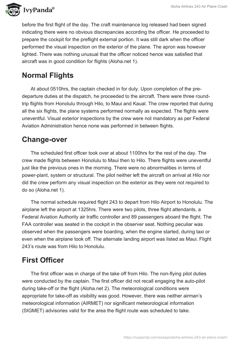 Aloha Airlines 243 Air Plane Crash. Page 2