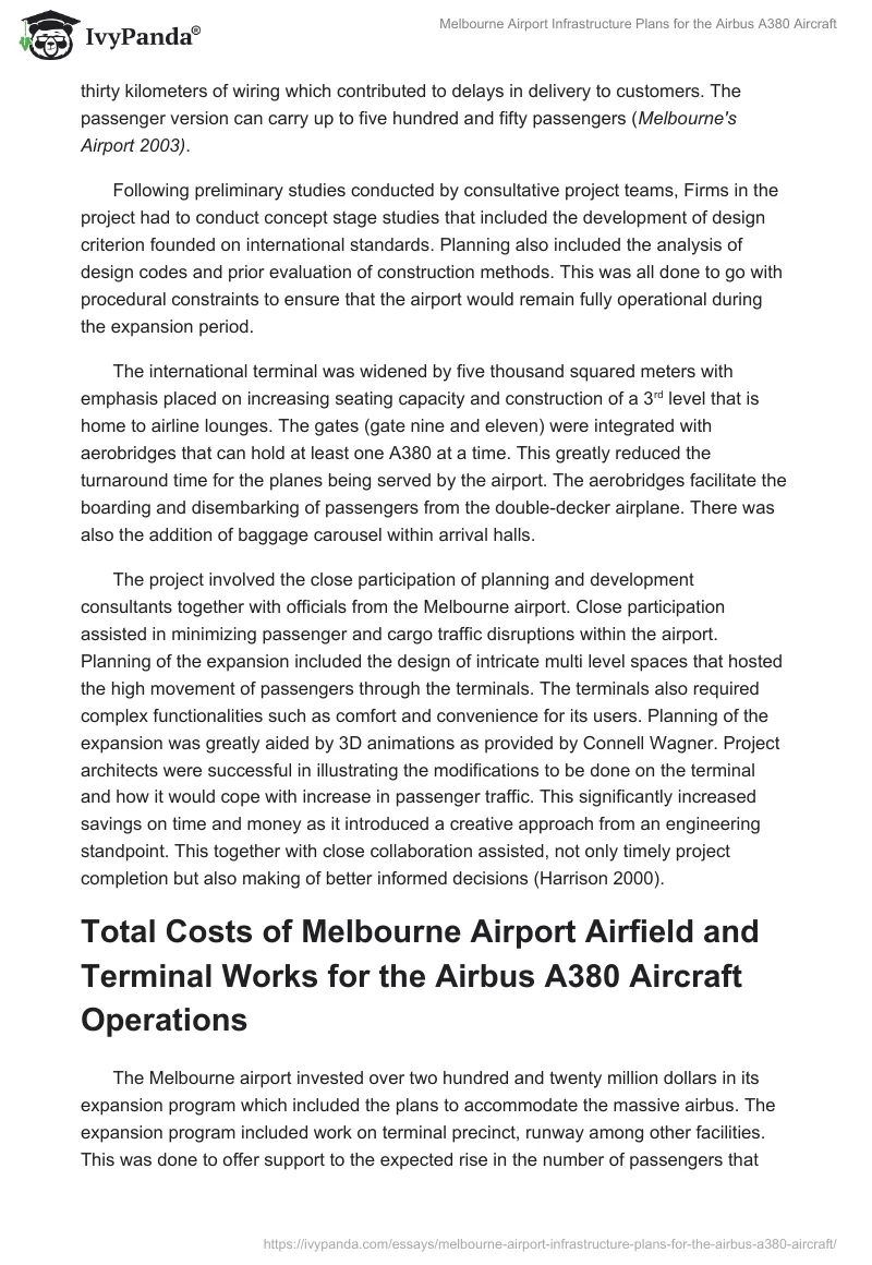 Melbourne Airport Infrastructure Plans for the Airbus A380 Aircraft. Page 2