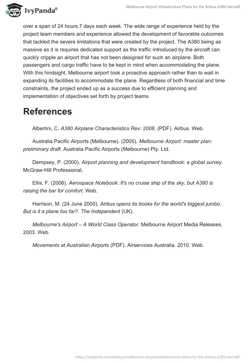 Melbourne Airport Infrastructure Plans for the Airbus A380 Aircraft. Page 4
