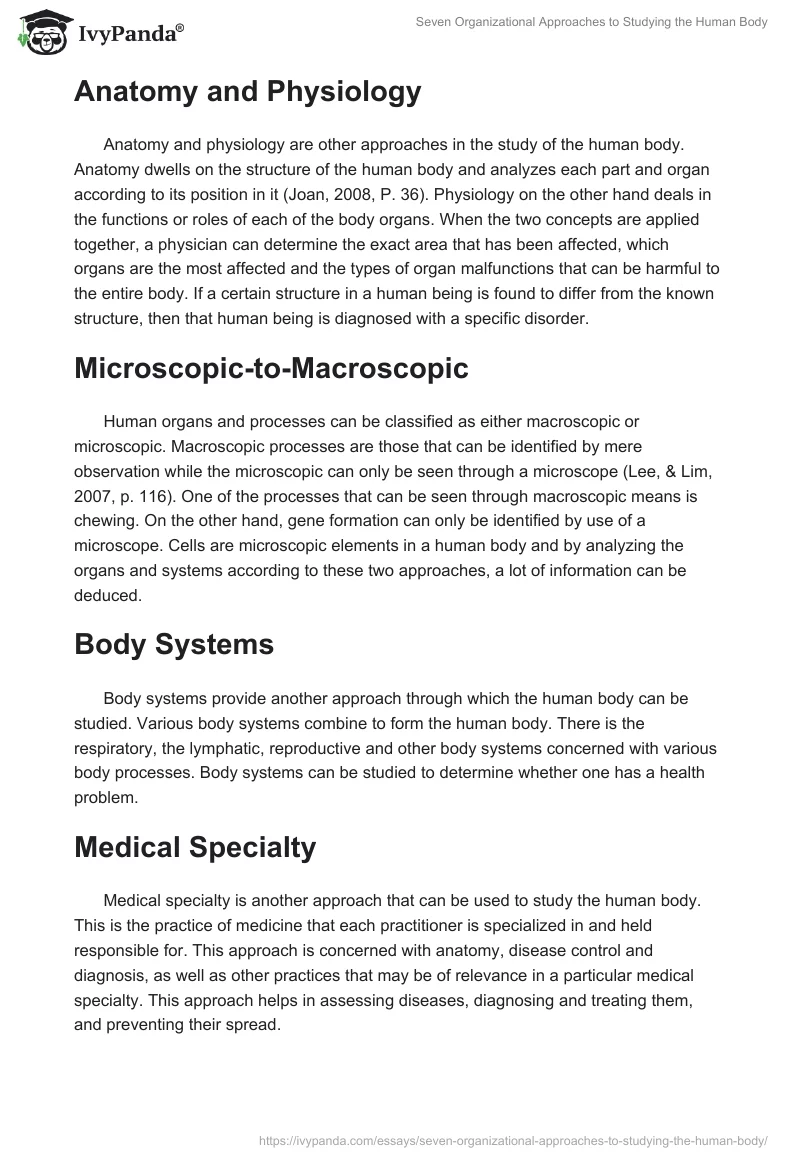 Seven Organizational Approaches to Studying the Human Body. Page 2