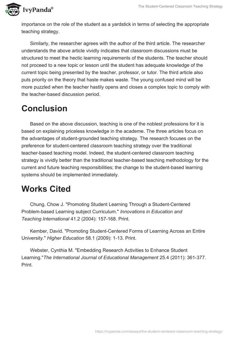 The Student-Centered Classroom Teaching Strategy. Page 5