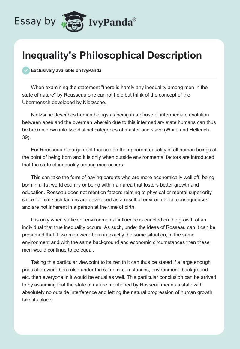 Inequality's Philosophical Description. Page 1