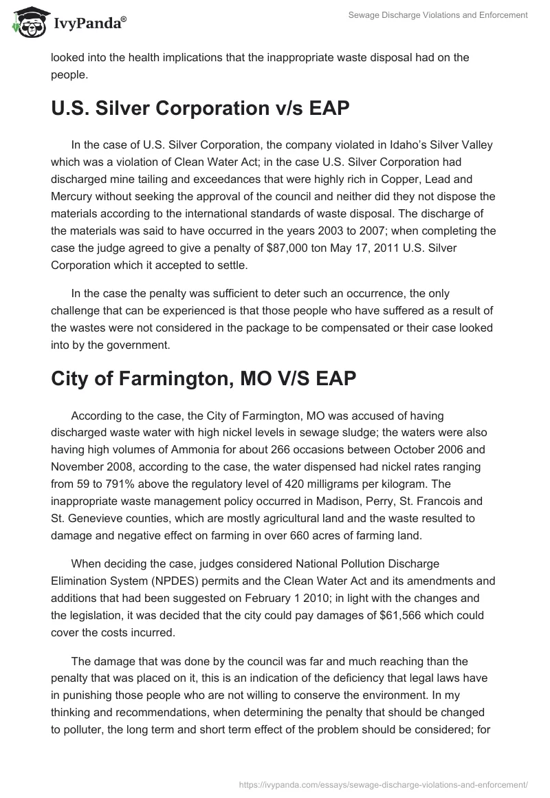 Sewage Discharge Violations and Enforcement. Page 2