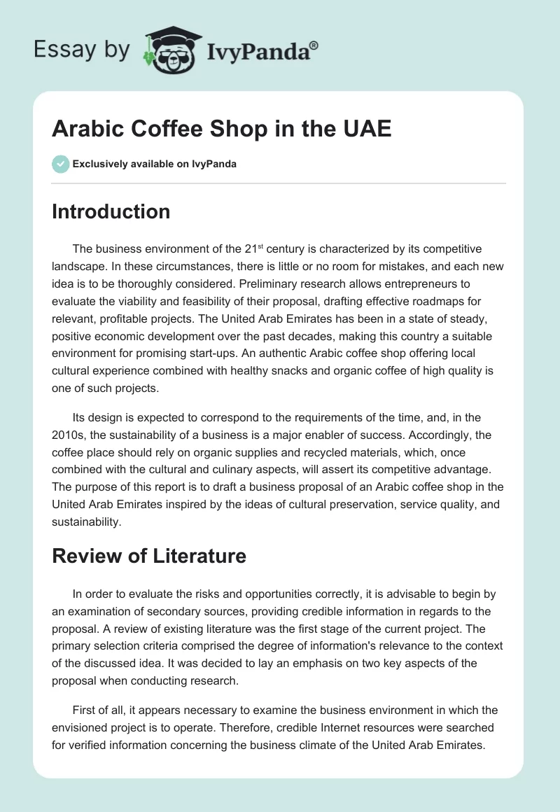 Arabic Coffee Shop in the UAE. Page 1