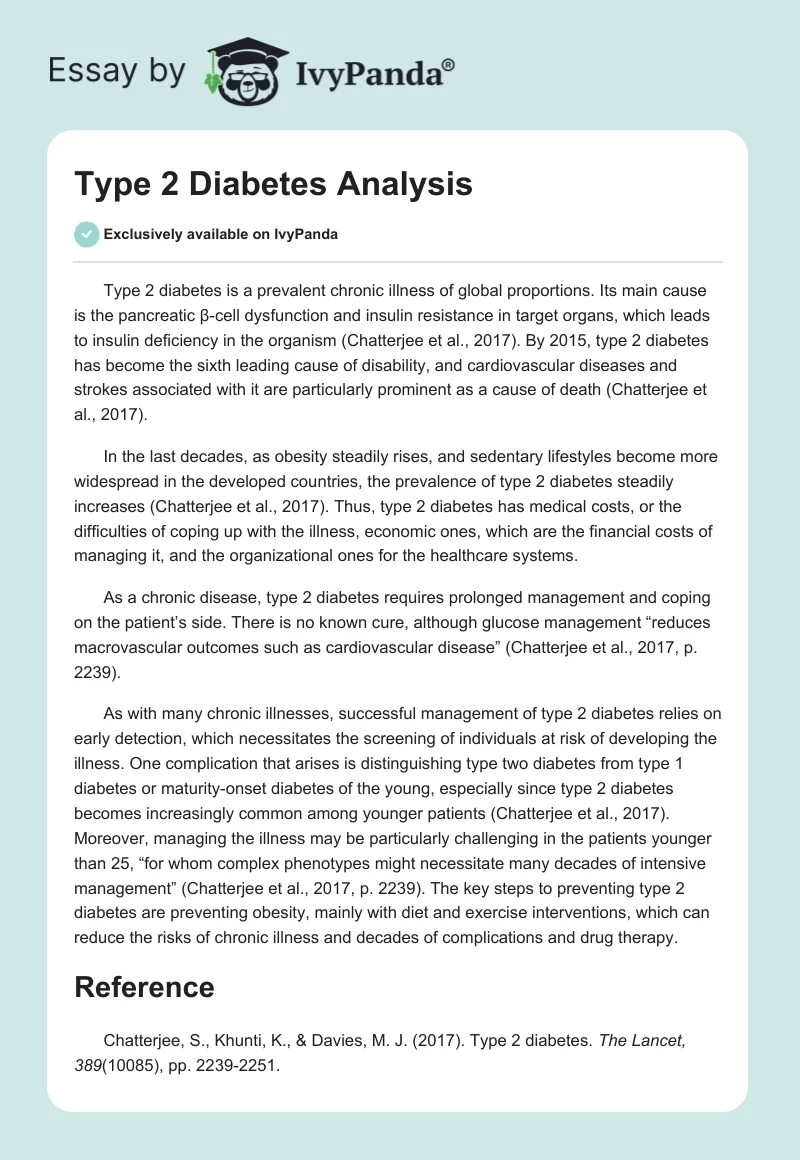 Type 2 Diabetes Analysis. Page 1
