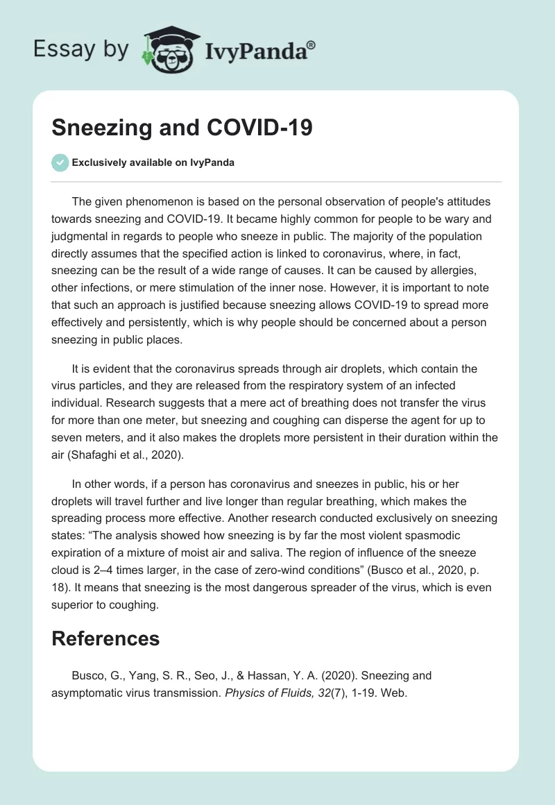 Sneezing and COVID-19. Page 1