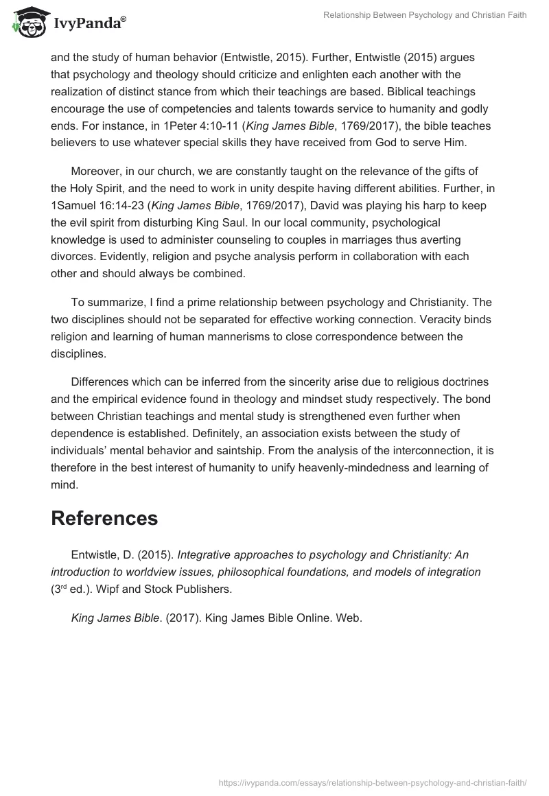 Relationship Between Psychology and Christian Faith. Page 2