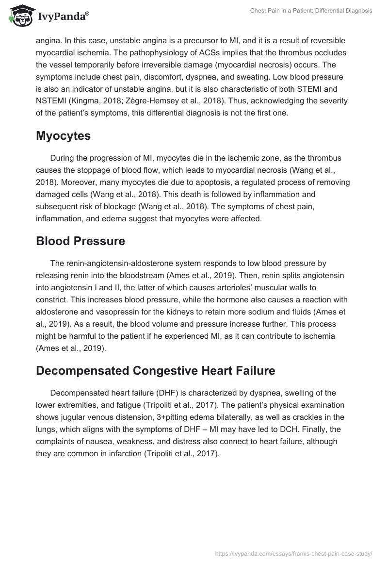 Chest Pain in a Patient: Differential Diagnosis. Page 2