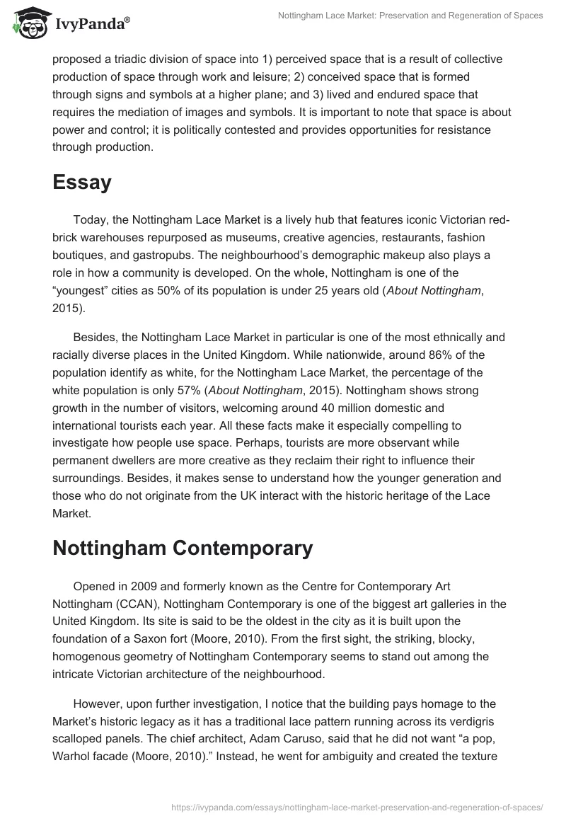 Nottingham Lace Market: Preservation and Regeneration of Spaces. Page 4
