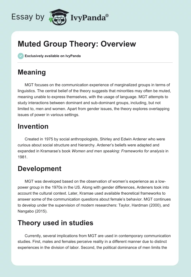 Muted Group Theory: Overview. Page 1