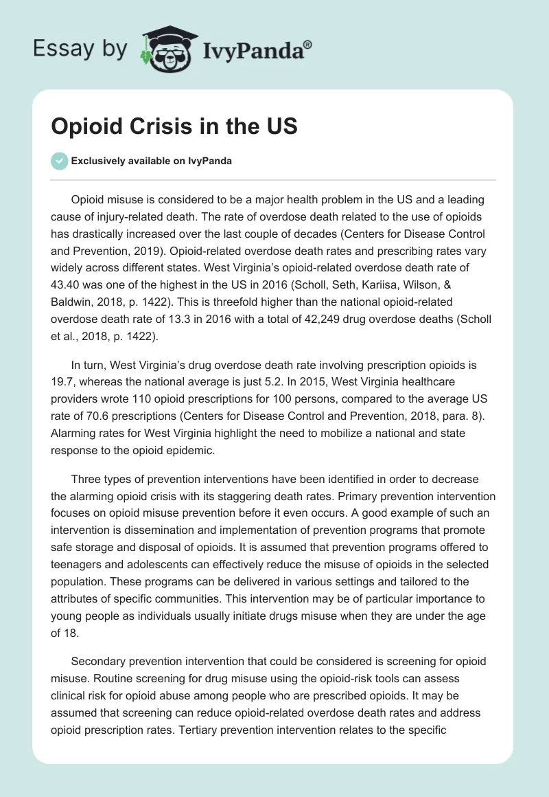 Opioid Crisis in the US. Page 1