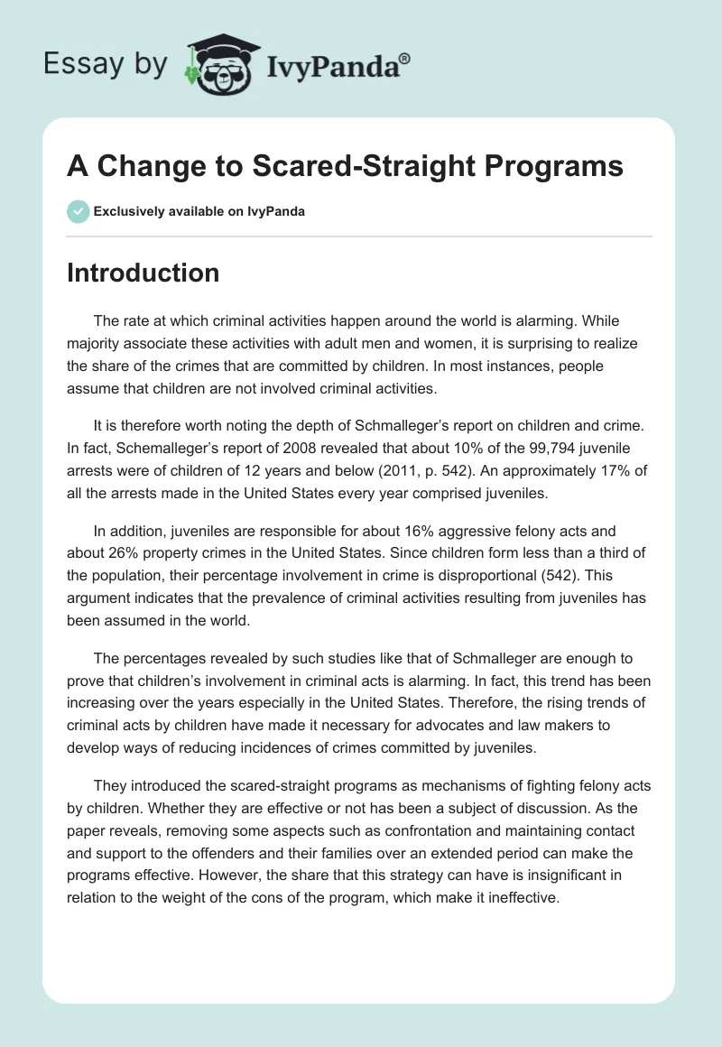 A Change to Scared-Straight Programs. Page 1