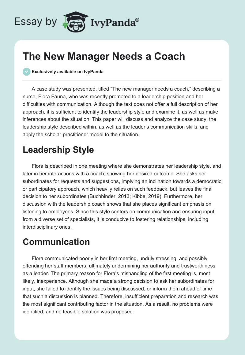 The New Manager Needs a Coach. Page 1