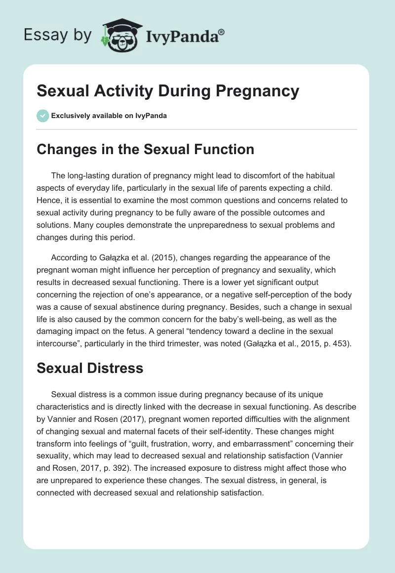 Sexual Activity During Pregnancy Words Essay Example
