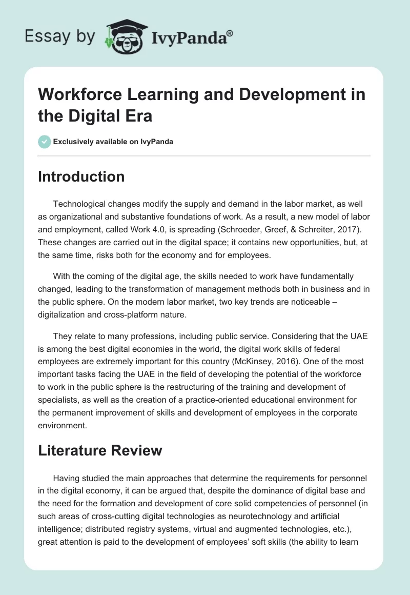 Workforce Learning and Development in the Digital Era. Page 1