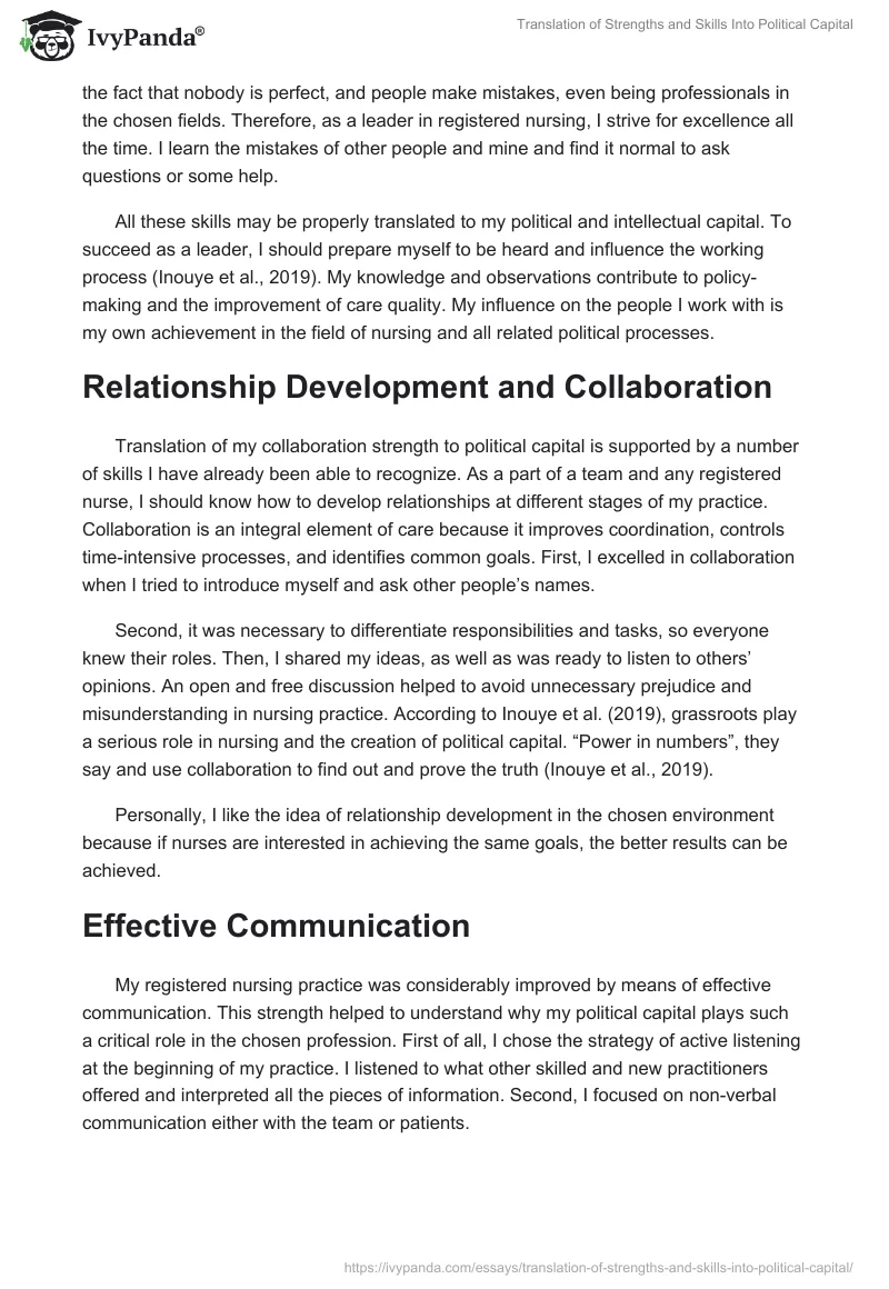 Translation of Strengths and Skills Into Political Capital. Page 2