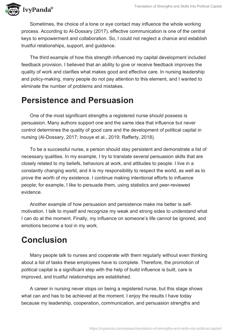 Translation of Strengths and Skills Into Political Capital. Page 3