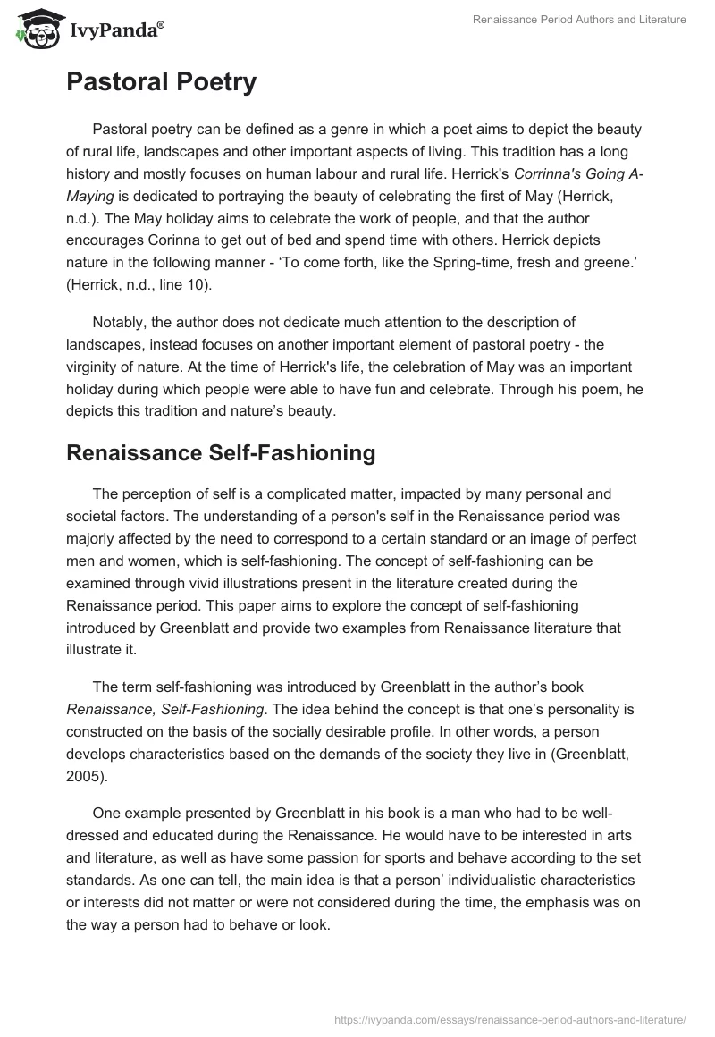 Renaissance Period Authors and Literature. Page 3