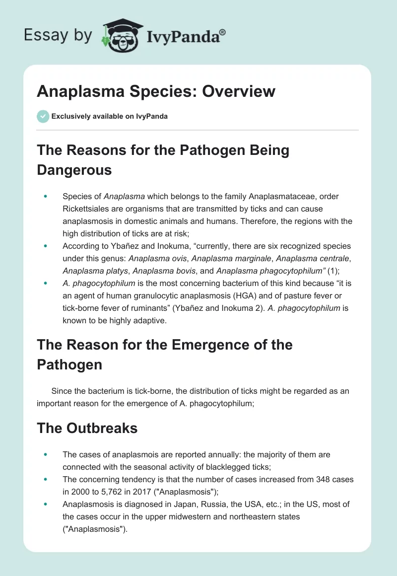Anaplasma Species: Overview. Page 1