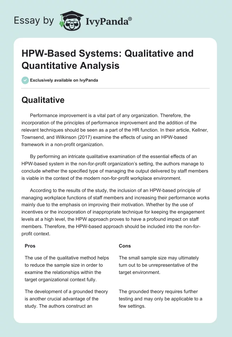 HPW-Based Systems: Qualitative and Quantitative Analysis. Page 1