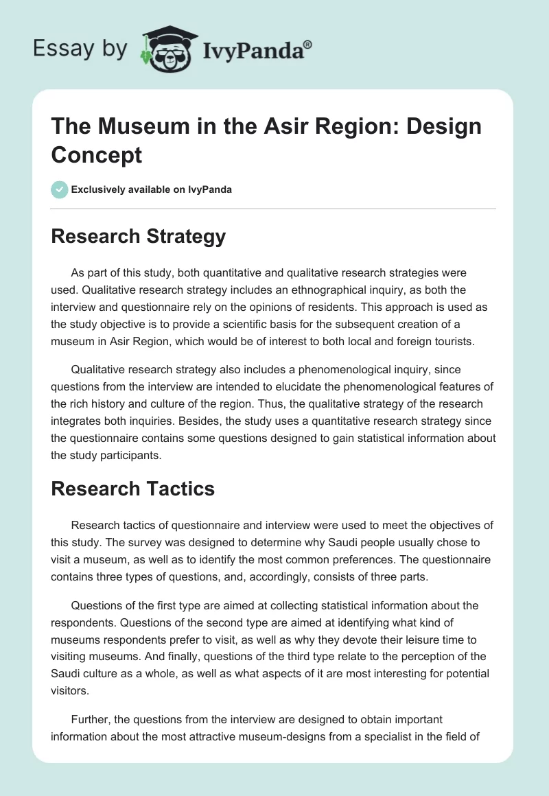 The Museum in the Asir Region: Design Concept. Page 1
