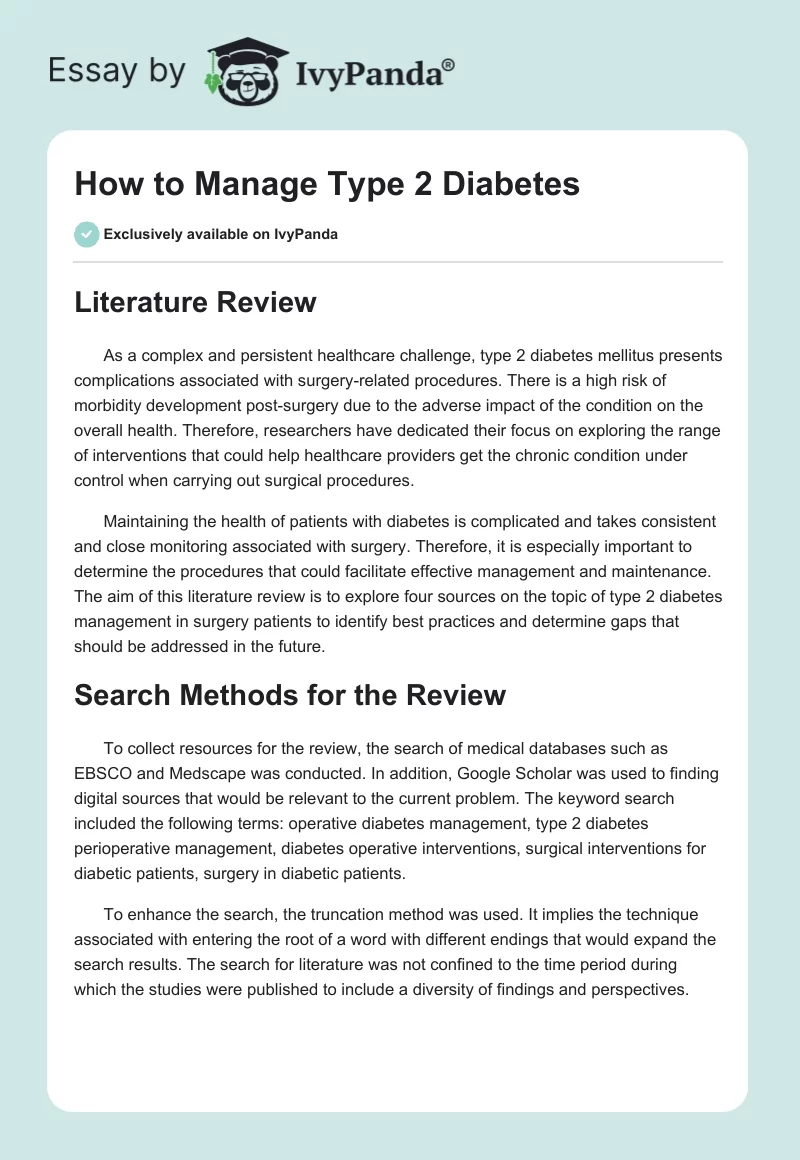 How to Manage Type 2 Diabetes. Page 1