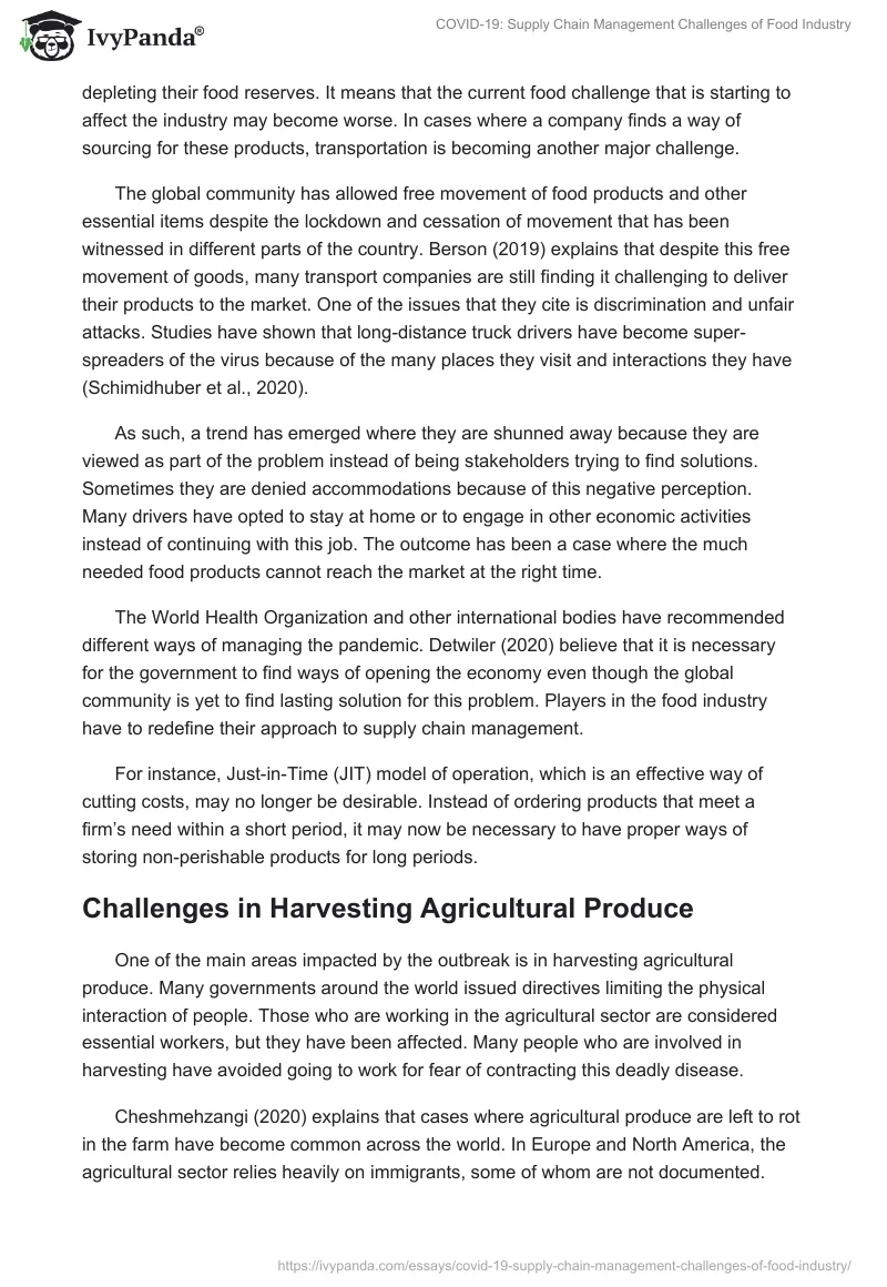 COVID-19: Supply Chain Management Challenges of Food Industry. Page 3