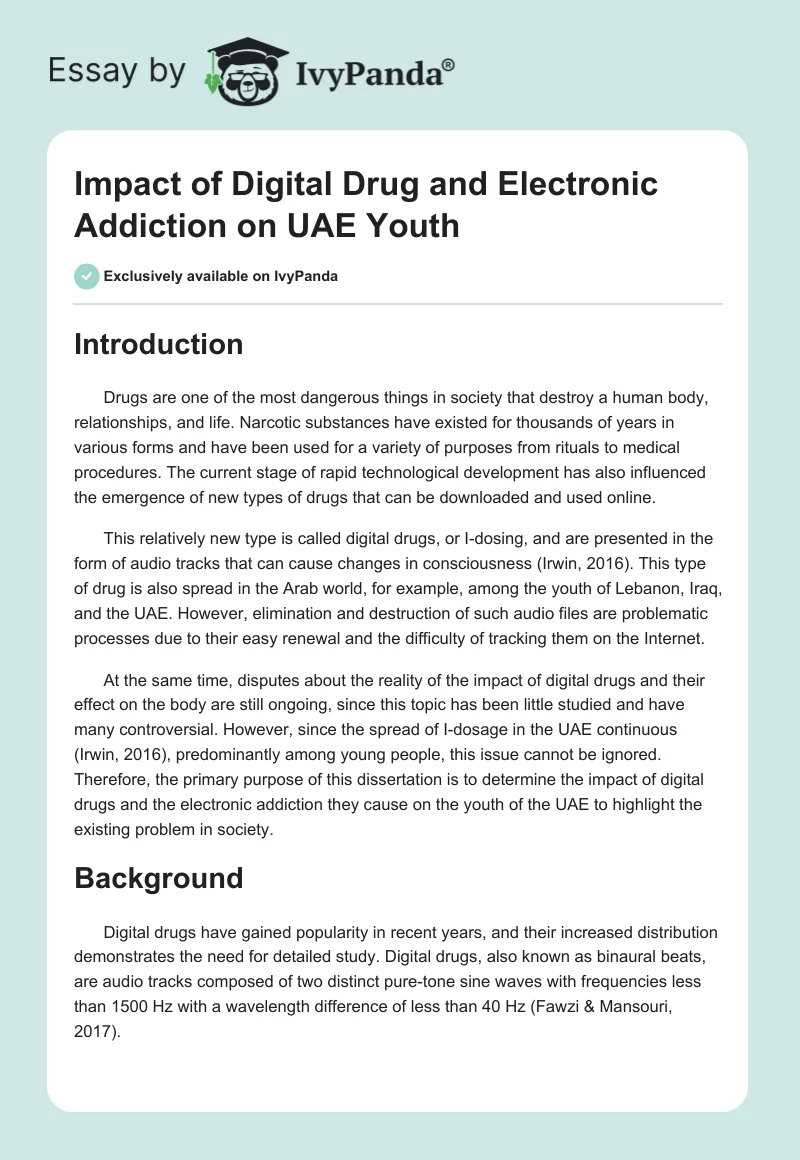 Impact of Digital Drug and Electronic Addiction on UAE Youth. Page 1